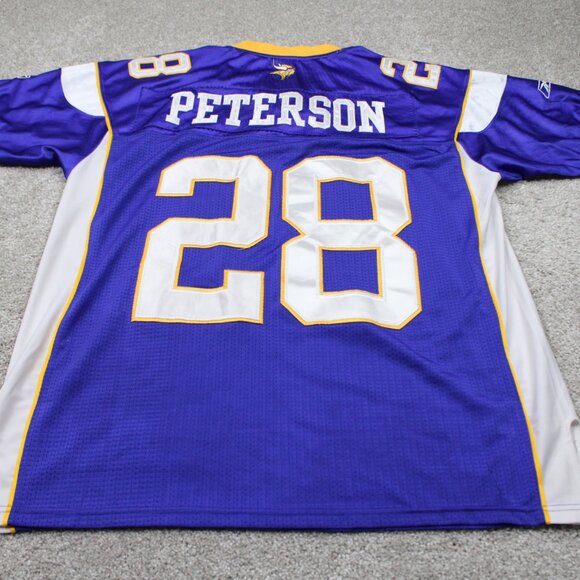 Adrian Peterson Vikings #28 Jersey Mens 48 Purple Authentic Reebok On Field Sewn - Picture 2 of 13